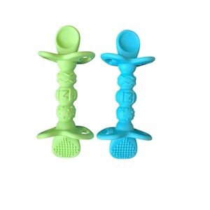 Nuby 2 Pack Dipeez 2-in-1 Silicone Spoon &‎ Dipper Set Self Feeding